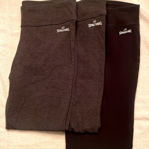 Spalding brand leggings 2- charcoal ankle 1-black long pants length Small.